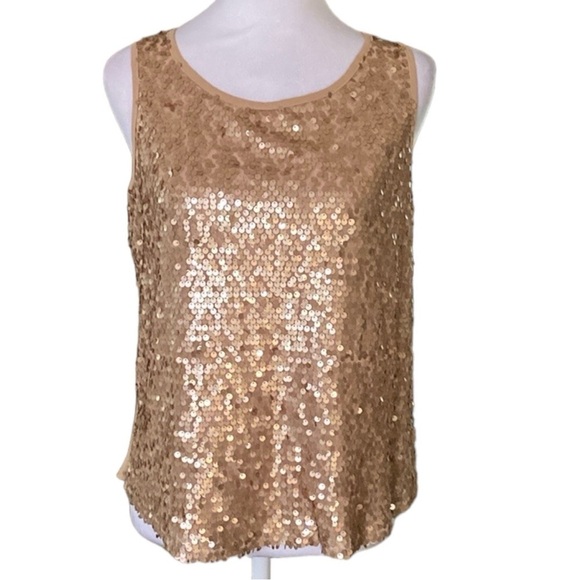 Forever 21 Juniors Gold Sleeveless Matte Sequin Tank Top size S - Picture 1 of 5